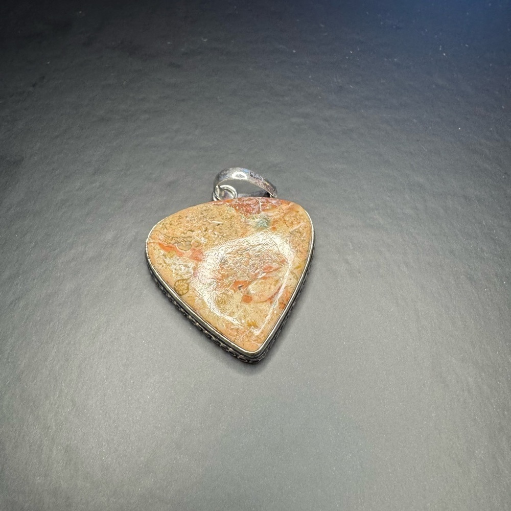 925 Silver Plated Butterfly Jasper Pendant 1.8"